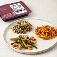 식도감 대표 밑반찬 마늘멸치볶음 70g + 어묵김치볶음 100g + 마늘쫑건새우볶음 80g 세트, 1세트