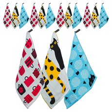 You House 北歐風格廚房毛巾套裝 3, 三酮黃，購物袋，圈貓天空, 5組