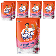 威猛先生 地板清潔劑補充包 完美花香 清潔芳香升級 快乾不黏腳 溫和近皮膚pH值, 1.8L, 6包