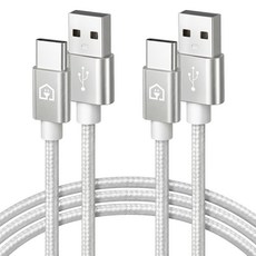 홈플래닛 패브릭 고속충전케이블 C타입, 1.5m, 실버, 2개