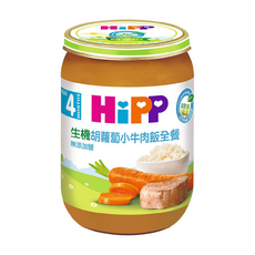 HiPP 喜寶 生機食物泥, 胡蘿蔔小牛肉飯全餐, 190g, 1罐