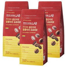 EDIYA COFFEE 哥倫比亞Supremo咖啡豆, 無研磨咖啡豆, 200g, 3包