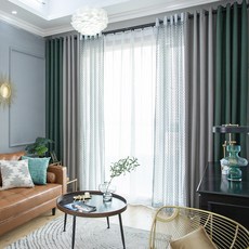 L&Room Ren 遮光窗簾網布套組 4p, 綠色 灰色