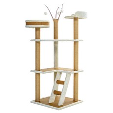 毛孩的秘密生活 三景一室好望角貓宅 (貓跳台/貓抓板/貓爬架/貓咪別墅) CDT5-T19, 天然麻繩色 木紋色, 1個