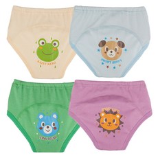 agazzang 動物花色如廁訓練褲 4件組, B款(黃色+天空藍+綠色+紫色), 1組