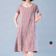 아뗄릭 물결라인 라운드넥 루즈 원피스 00101 빅사이즈 포함