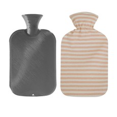 fashy 雙面條紋保溫熱水袋 2L 隨機出貨 + 棉質外罩套組, 1套