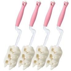 hibee 高級旋轉式奶瓶刷, 4入, 粉色