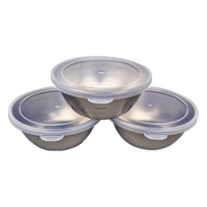 SHIMOMURA 下村 刻度缽組 3入附蓋 可堆疊收納, 10.2 x 4.3cm, 1組