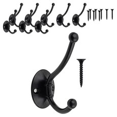 HARDWARE PARK 馴鹿雙鉤衣架 3入 + 安裝螺絲組, 黑色, 3套