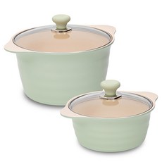 OSLO IH爐適用Herb系列鍋具 2入, 雙耳湯鍋20cm+雙耳深湯鍋26m, 混色