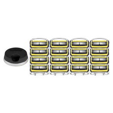 Gillette 吉列 2024 Pro Shield刮鬍刀片 黃色 16個 + 刮鬍刀架, 1組, 1入