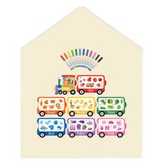 맘스보드 제제하우스 보드 + 컬러트레인 + 미니팝 보드마카 12색 세트, 크림아이보리(보드), 1세트