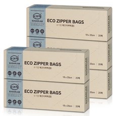 SUGARLAB 環保夾鏈袋, 中(M), 20個, 5個