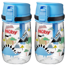 Nuby 孩童Tritan Titi叢林水瓶, 藍色恐龍, 300ml, 2個