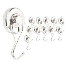 DOSell 180度旋轉式磁吸掛鉤 16mm, 銀色, 12個