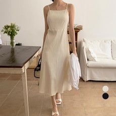afinar 女款泡泡紗無袖連身裙, 奶油色