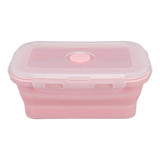 折疊矽膠便當盒 350ml, 粉色, 1個