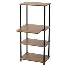 GAGURECIPE 抽拉板組裝式置物架/電器架, 4層, 胡桃木黑