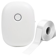 탐사 블루투스 미니 네임스티커 감열식 라벨기 휴대용 라벨 프린터 + 라벨지 1롤 세트, 1개, 화이트