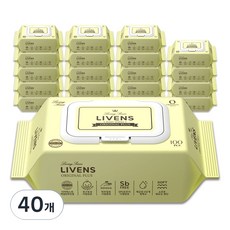 리벤스 유아용 오리지널 플러스 도톰한 저자극 엠보싱 물티슈 캡형, 55g, 100매, 40개