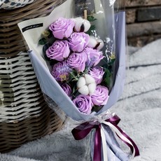 EPLYN 棉花玫瑰香皂花手捧花束, 紫色的