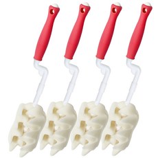 hibee 高級旋轉式奶瓶刷, 4入, 紅色