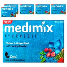 medimix 台灣公司貨 印度藍寶石沁涼美肌皂 岩蘭草 + 葡萄籽, 125g, 6個