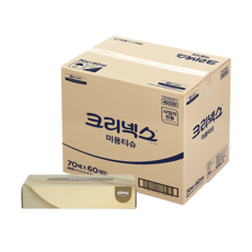 크리넥스 천연펄프 미용 각티슈 2겹, 70매입, 60개 생활용품/화장지/물티슈 반품 최저가 39,600원