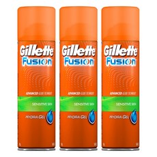 질레트 정품 퓨젼 하이드라 센서티브 스킨 쉐이빙 젤, 195g, 3개
