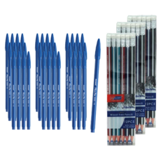 monAmi Plus Pen 3000 12入 x 3組 + Sky Glory 三角橡皮擦鉛筆 12支組, 藍色, 3套