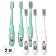 라이브오랄스 어린이 칫솔 2종 세트, 민트양말티 + 화이트라오, 6개입, 5세트