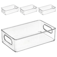可疊加透明抽屜收納盒 Set PET材質, 27 x 16 x 7.5cm, 透明, 4個