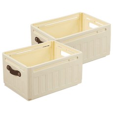 ONE HOUSE 川櫻伸縮折疊收納盒 手提款 22L OH-Q729-F1, 2個, 奶白色