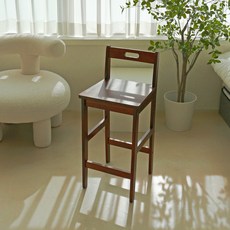 Ecosangsa 方形靠背實木吧台椅, 洋槐木色, 1個