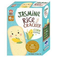 APPLE MONKEY 愛啵寶寶 茉莉香米餅 適合6個月以上寶寶 無麩質 無乳製品 非油炸 獨立包裝, 玉米, 30g, 1盒