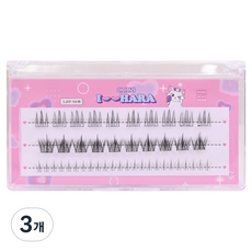 IHara 3排橫向免膠水混合A款假睫毛, 3個, 黑色