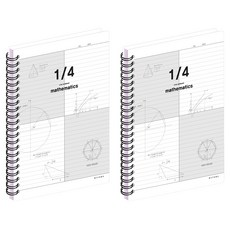 Wideuna 4分割 PP 數學筆記本 80-0102, 隨機出貨, 2個