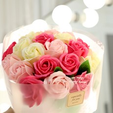 EPLYN 香皂花玫瑰裸裝花束 20朵, 粉彩粉紅