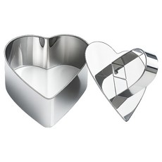 인글로우 스텐 베이킹 디저트 무스링 케이크 하트 몰드 + 푸셔 세트, 1세트