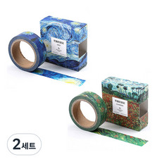 Life Point梵谷紙膠帶 星星閃耀的夜晚+罌粟花田, 混色, 2組