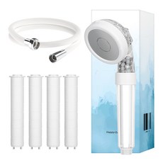 Happy Darling 水壓上升 3 檔調節 3WAY 過濾花灑頭 + 過濾器 4p + 花灑軟管套裝, 1套, 白色