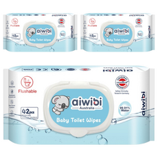 aiwibi 愛薇彼 可沖濕式紙巾, 42張, 3包