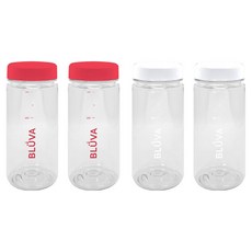 BLUVA Tritan 粉彩刻度水瓶 2款 x 2入, 紅色 + 白色, 1套, 350ml