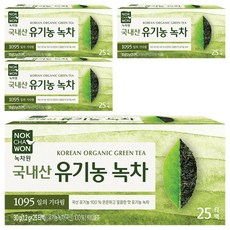녹차원 국내산 유기농 순수녹차 티백, 1.2g, 25개입, 4개