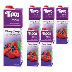 Tipco 100%櫻桃莓果綜合果汁, 1L, 6瓶