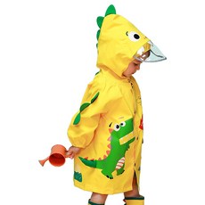 LEMONKID 檸檬寶寶 兒童立體造型雨衣 建議80~90cm, 黃色 + 綠色, M