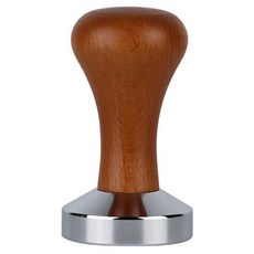 Time Leisure 不鏽鋼木柄咖啡粉填壓器/平底壓粉器 51mm, 1個, 咖啡色