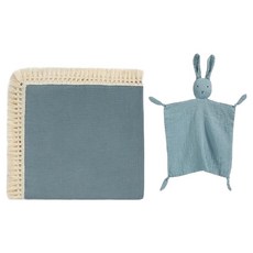 Kori Deer 可莉鹿 月禮盒組 流蘇嬰兒萬用包巾 + 安撫巾套裝 純棉100%