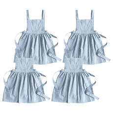 Youngmarket 兒童亞麻圍裙, 天藍色, 4個